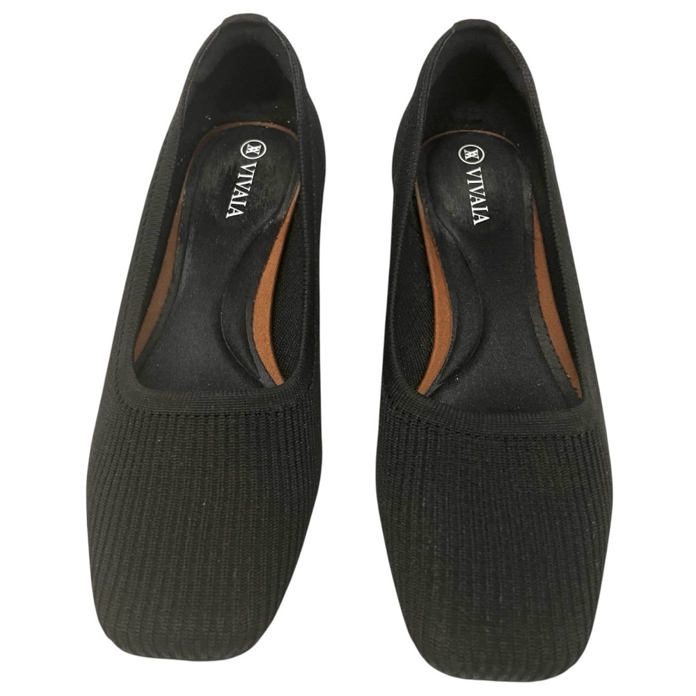 Vivaia Melody Black Knit Square Toe Comfort Slip On Block Heels Women’s 37 - Picture 5 of 15